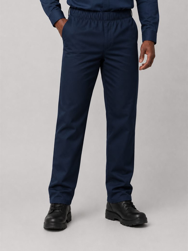 Calça com cós elástico azul-marinho